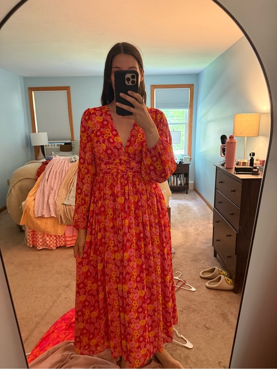 Sugarlips Dresses & Skirts - Sugarlips Pink & Orange Floral V-Neck Maxi Dress
